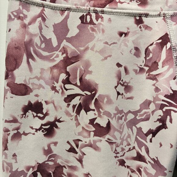 Leggings Athletic Workout Athleisure Yoga Pants Floral Pink Mauve Flaws - Picture 7 of 9
